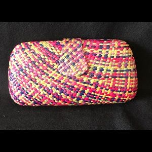Abaca multicolored hard case clutch bag
